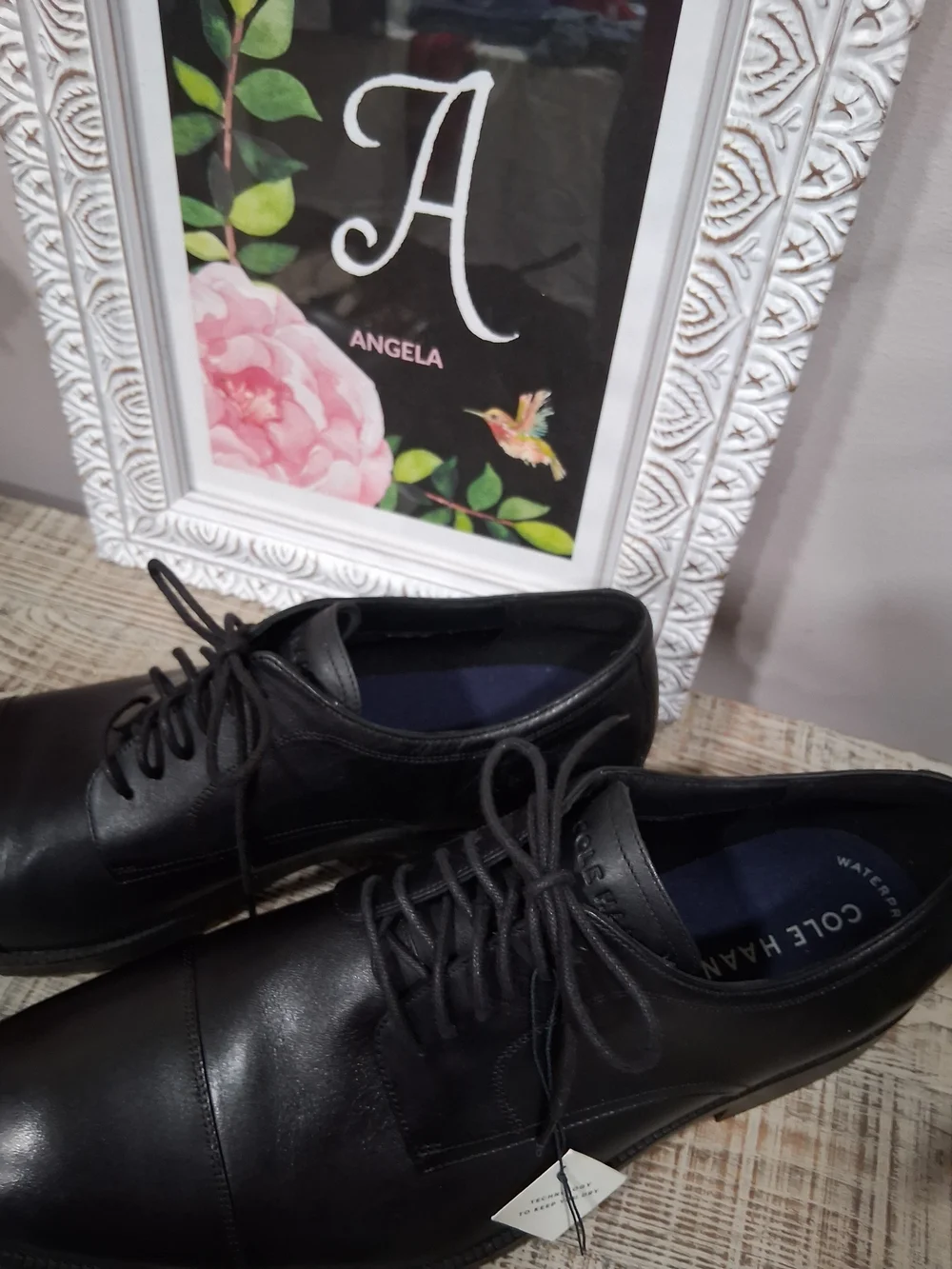 Cole Haan Black Leather Cap-Toe Oxfords